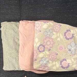 Honest Gray Pink and Purple Patterned and Solid Color Cotton Crib Sheets - Set 3